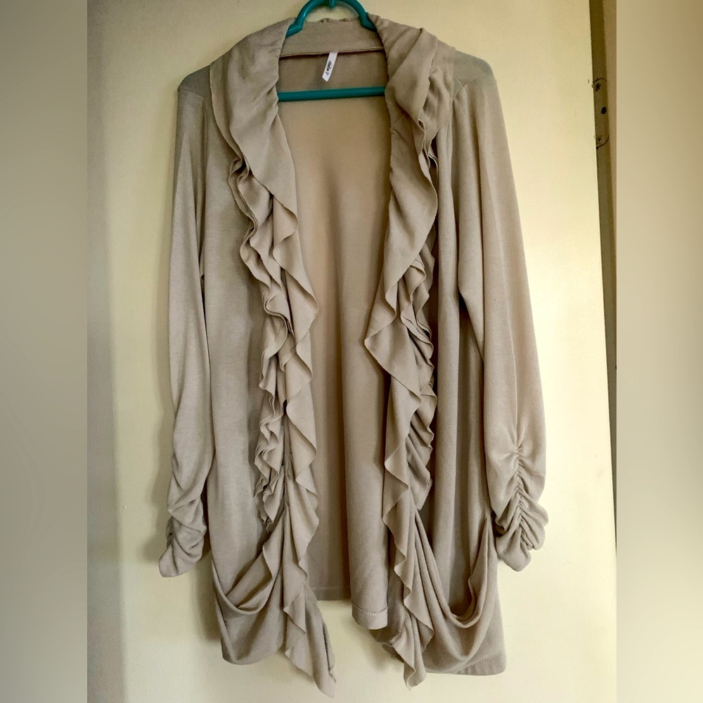 Studio Y ladies long ruffled sweater, size M
